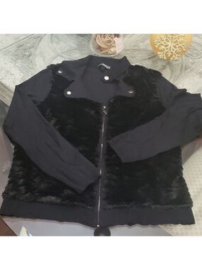 ❤ Picadilly Canada Black Two Tone Zip Up Sweater